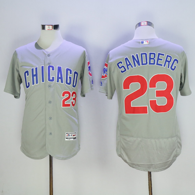 Men Chicago Cubs #23 Sandberg Grey Throwback MLB Jerseys->chicago cubs->MLB Jersey
